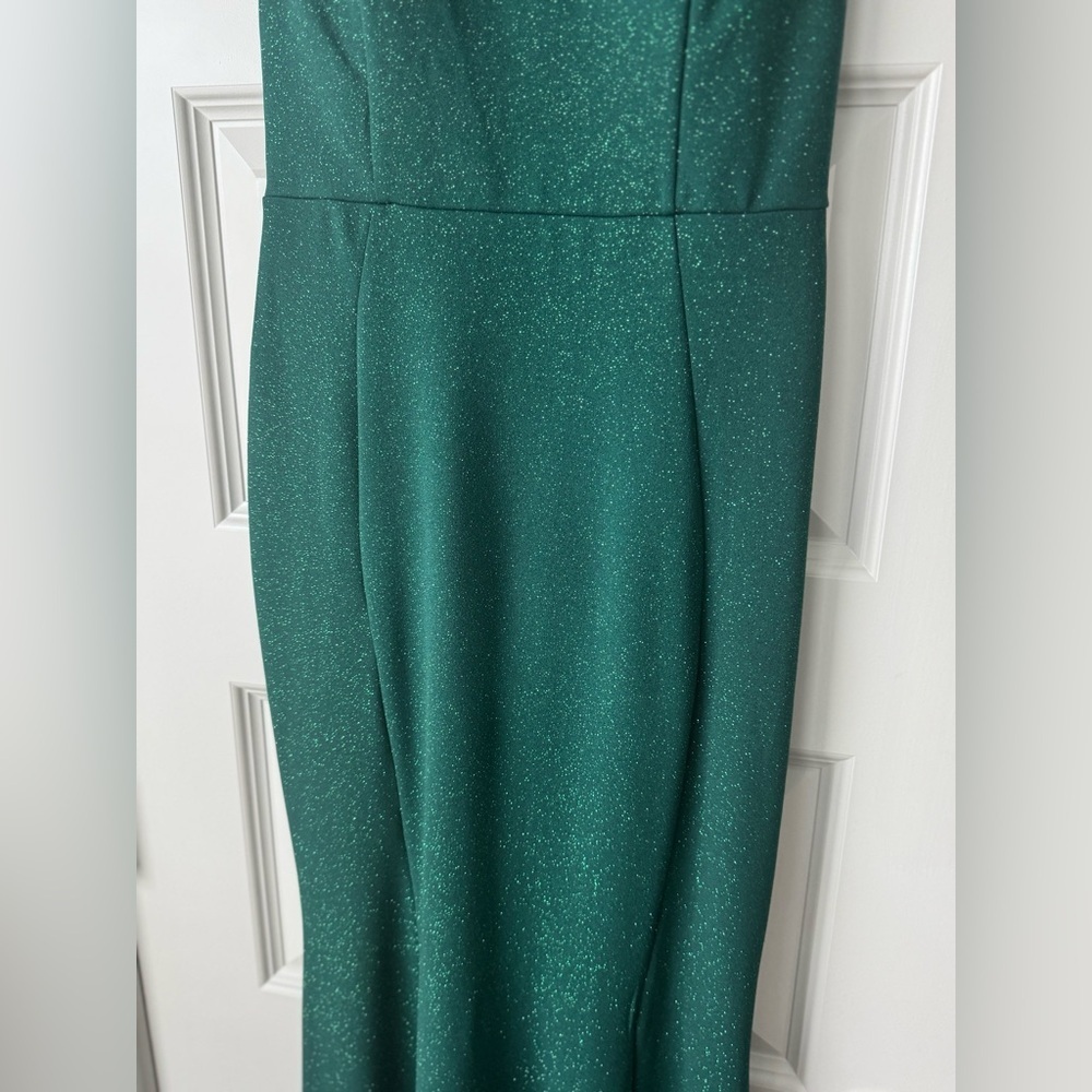 Windsor Keyla Open Back Fitted Formal Glitter Gown Hunter Green NEW Size Small - Picture 7 of 12